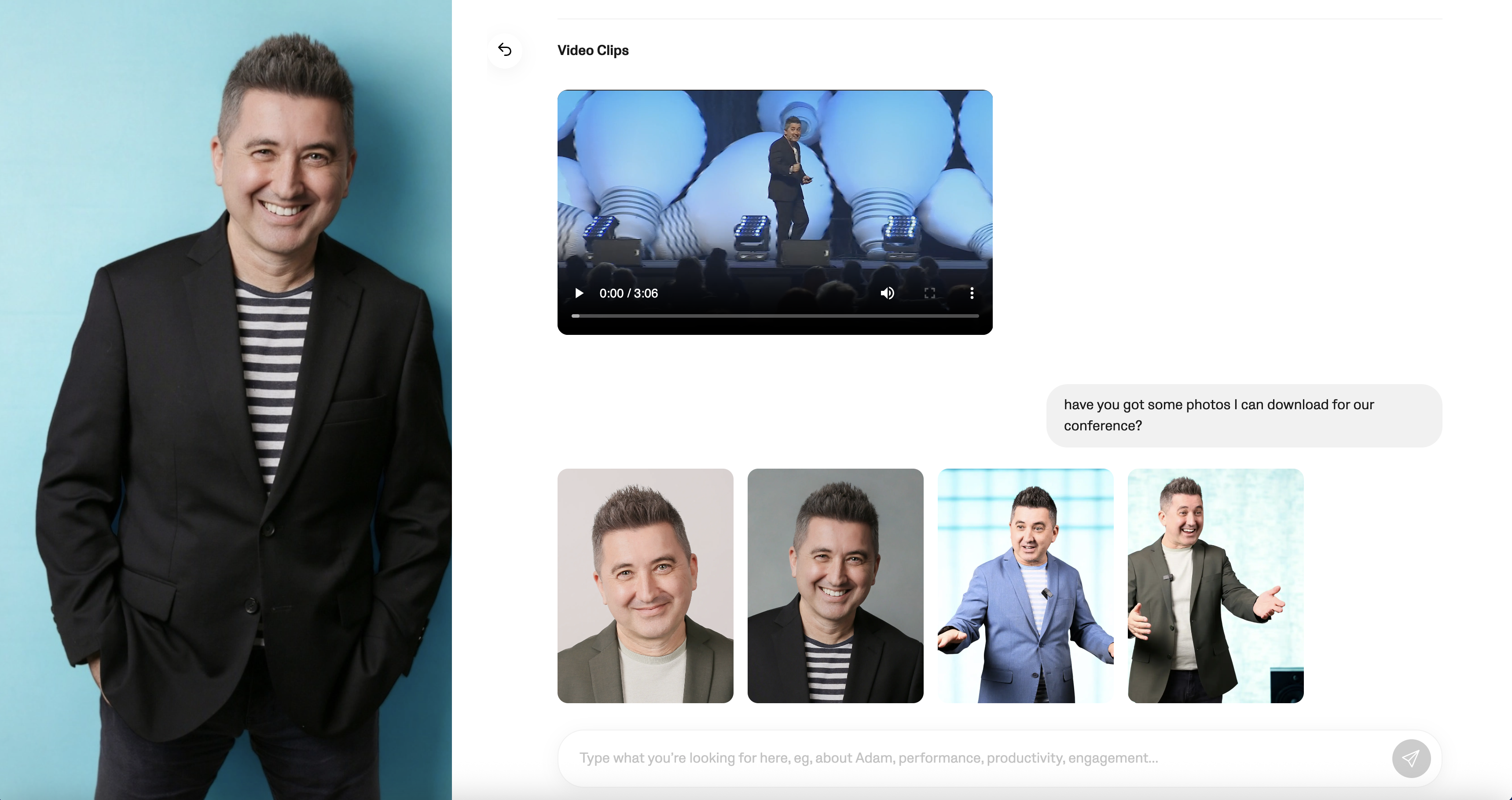 Showreels and headshots download panel